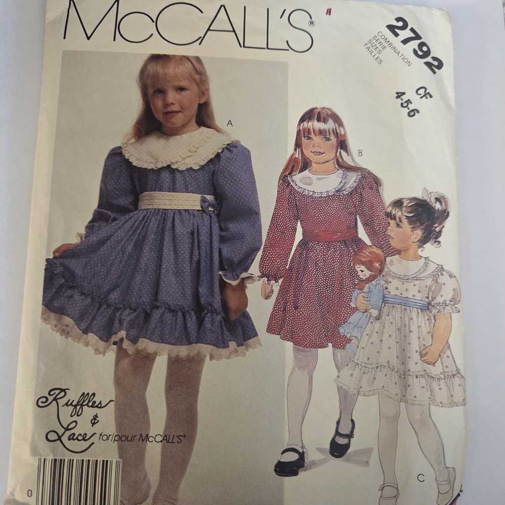 McCall's Vintage Sewing Pattern for Girls' Dresses